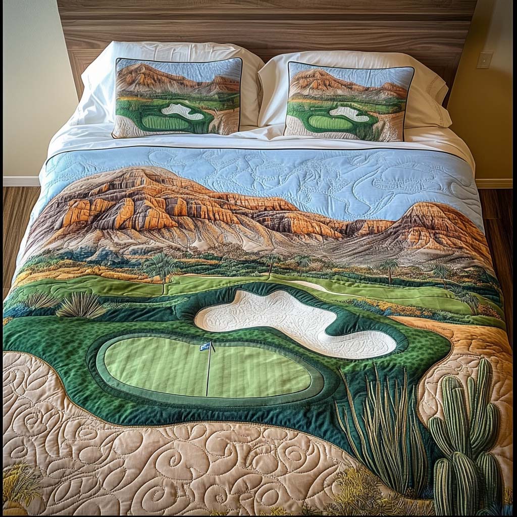 Arizona Golf Fairways Quilted Bedding Set Christmas Bedding Sets Cactus Inspired Gifts