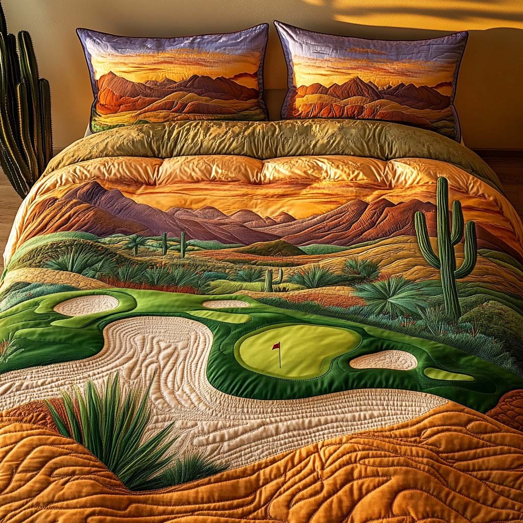 Arizona Golf Lifestyle Quilted Bedding Set Best Christmas Duvet Cover Set Cactus Gifts For Women