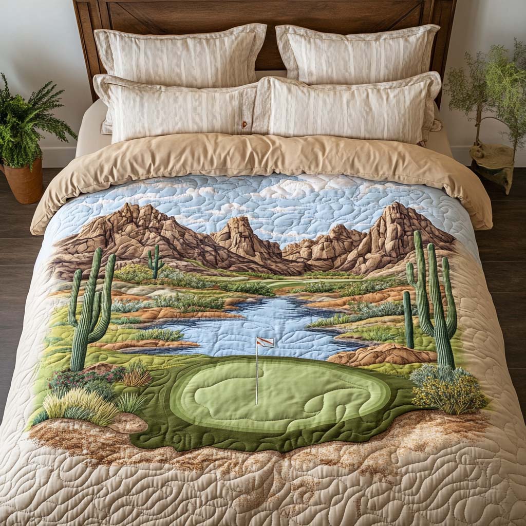 Arizona Golf Mirage Quilted Bedding Set Christmas Bed Sheets Succulent Gift Ideas