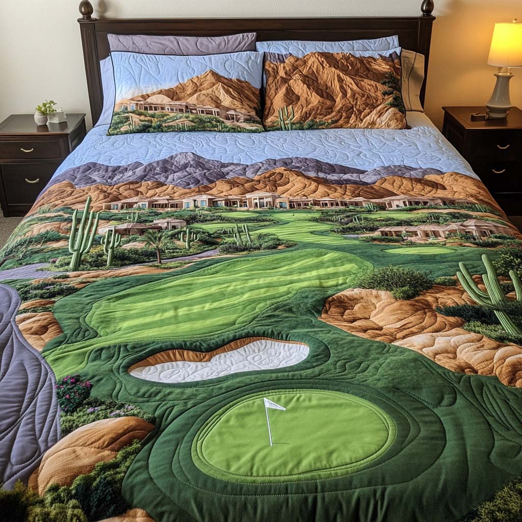 Arizona Golf Outback Quilted Bedding Set Duvet Cover Bed Sheet Set Cactus Themed Birthday Presents