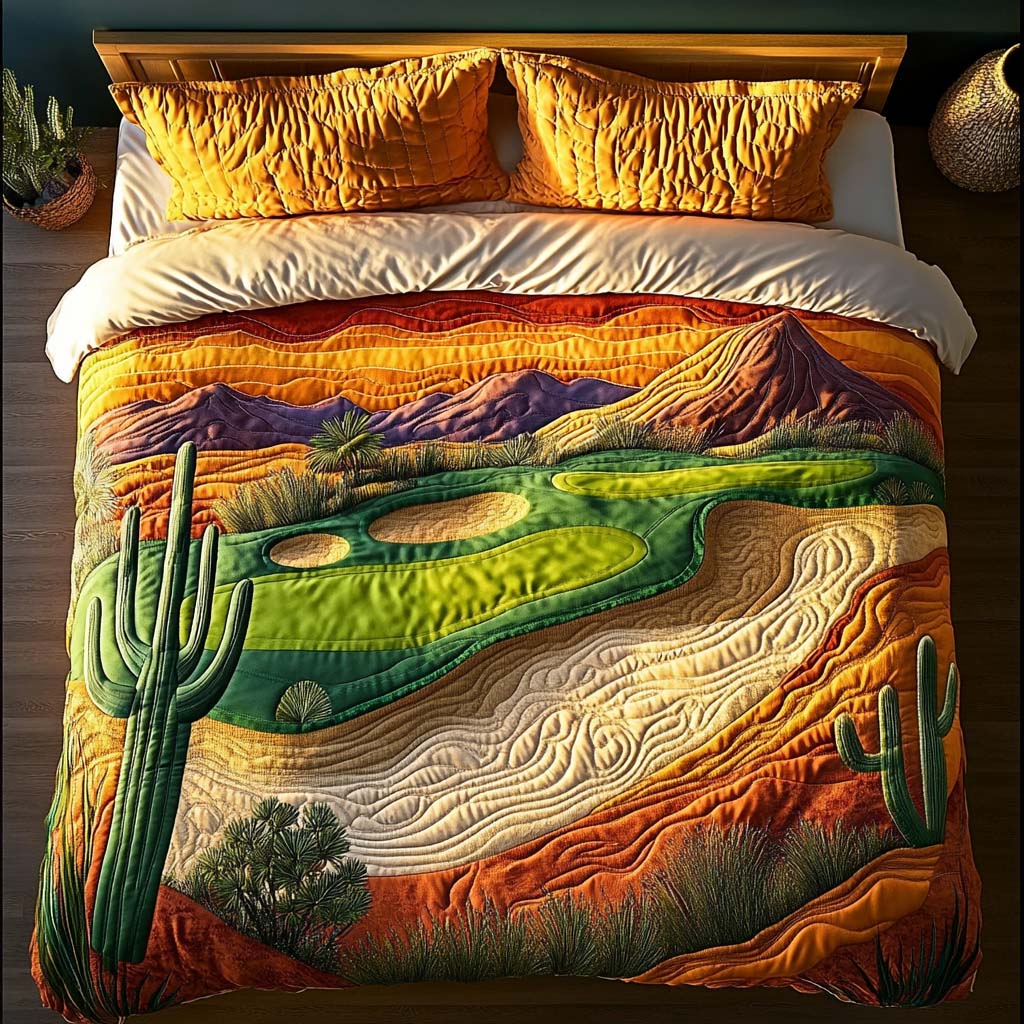 Arizona Golf Rangeview Quilted Bedding Set Bedroom Decorations Awesome Gifts For Cactus Lovers