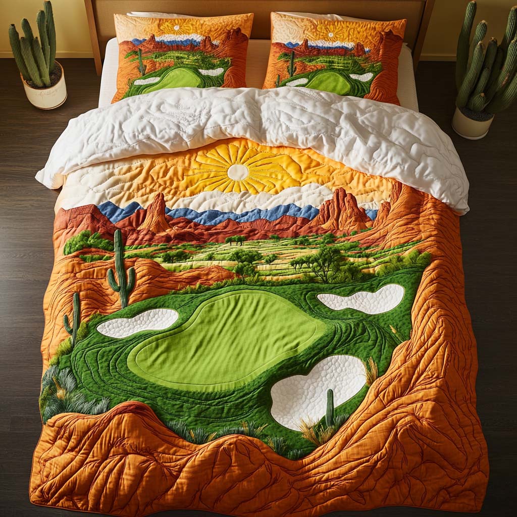 Arizona Golf Spirit Quilted Bedding Set Bedspread Set Cactus Gifts For Ladies