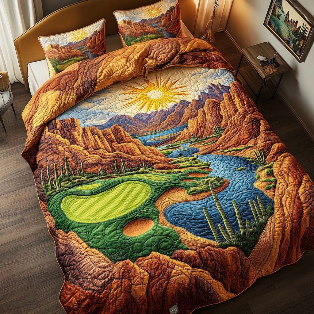Arizona Golf Terrain Quilted Bedding Set Best Comforter Sets Cactus Themed Birthday Gifts