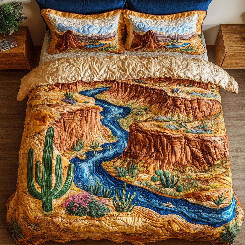 Arizona Gorge Trail Quilted Bedding Set Bed Decorations Cactus Gifts For Her