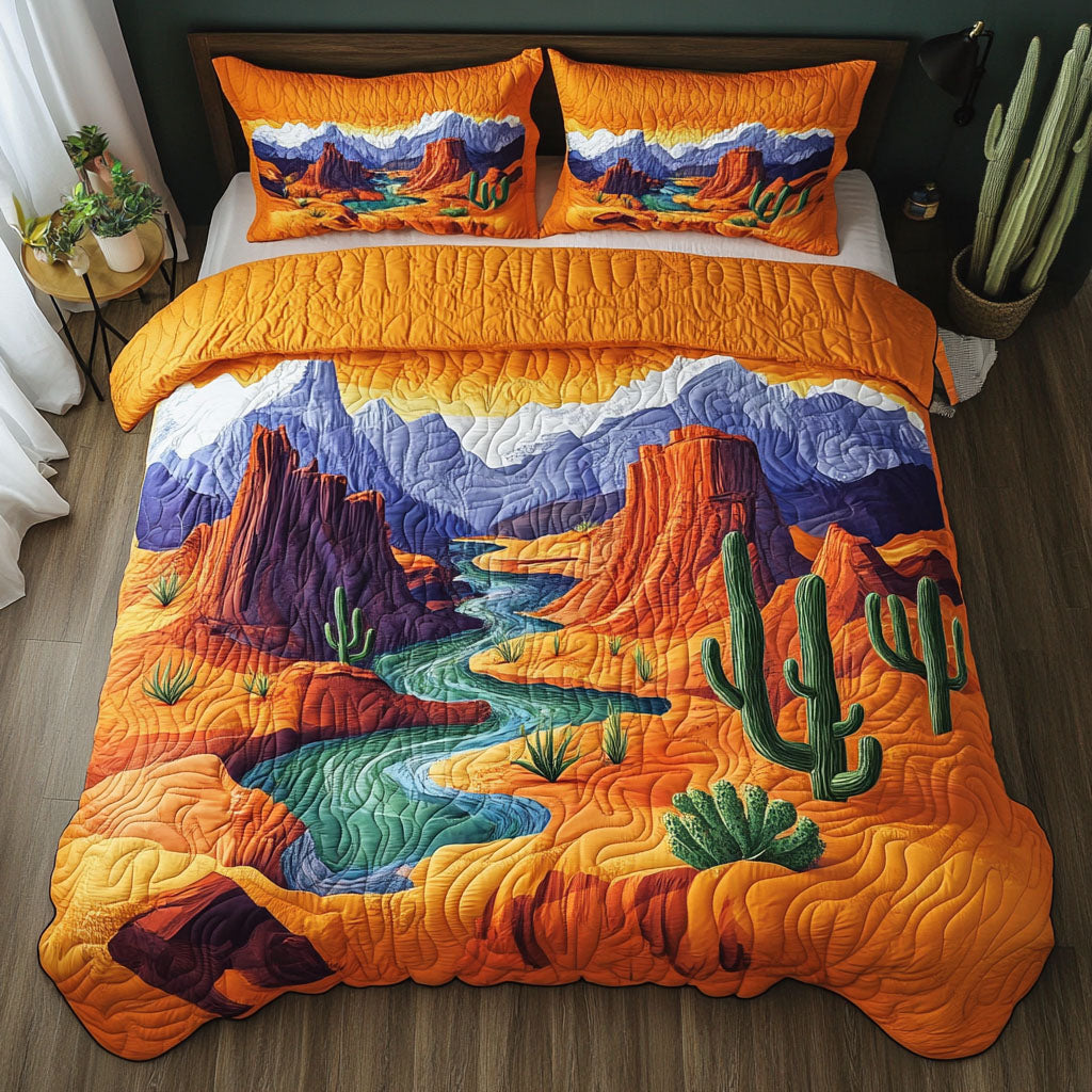 Arizona Hills Quilted Bedding Set Bedroom Decor Unique Cactus Gifts