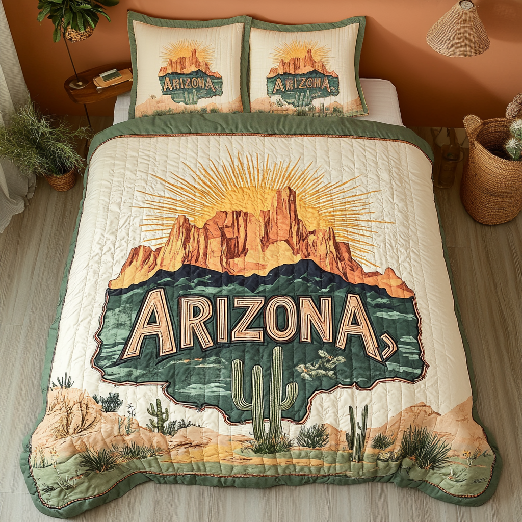 Arizona Horizon Quilted Bedding Set Bed Decor Ideas Cactus Inspired Gifts