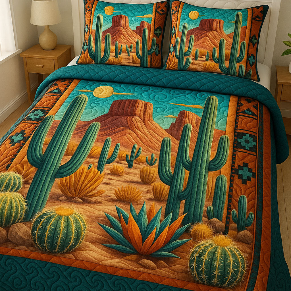 Arizona Horizons Quilted Bedding Set Best Bedspread Set Cactus For Birthday Gift