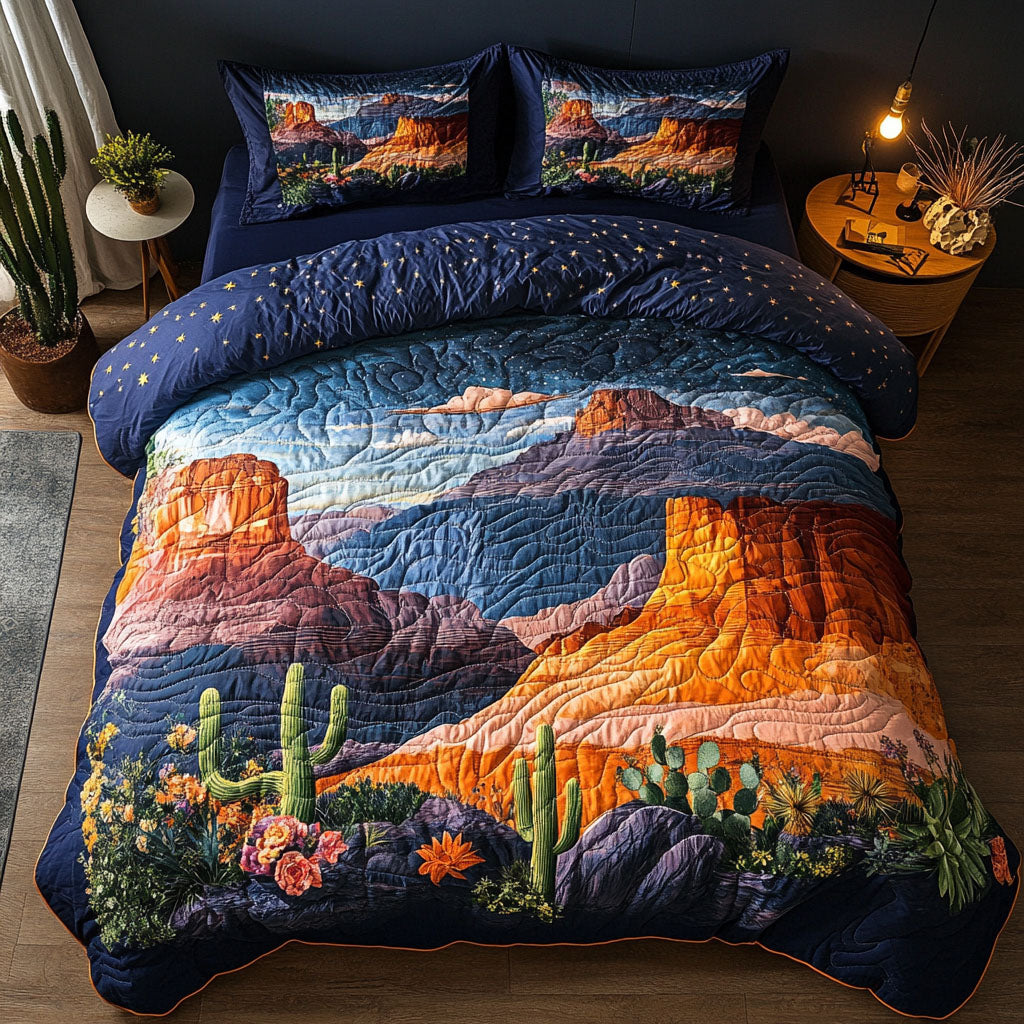 Arizona Skies Quilted Bedding Set Holiday Duvet Cover Set Unique Cactus Gifts