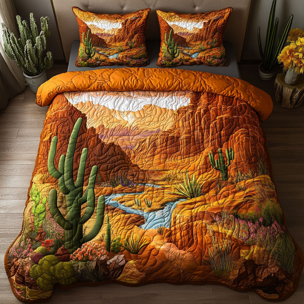 Arizona Trails Quilted Bedding Set Holiday Duvet Cover Set Cactus Birthday Gift
