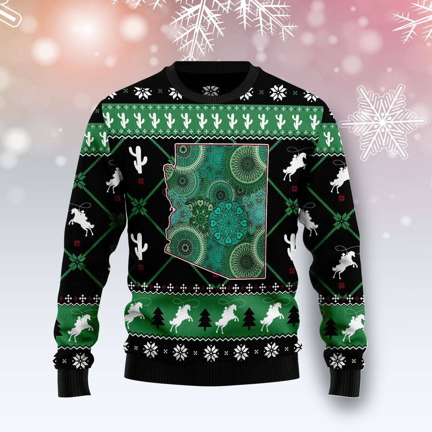 Arizona Usa Symbols Ugly Christmas Sweater Cowboy Design Christmas Gifts For Him