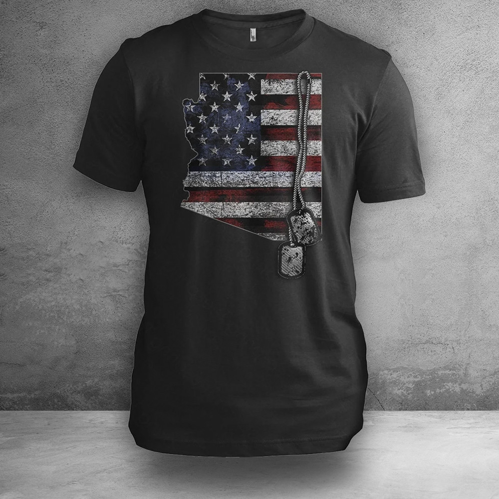 Arizona Veteran Dog Tags Arizona T-Shirt Proud Veteran Tees Patriotic Gift Ideas