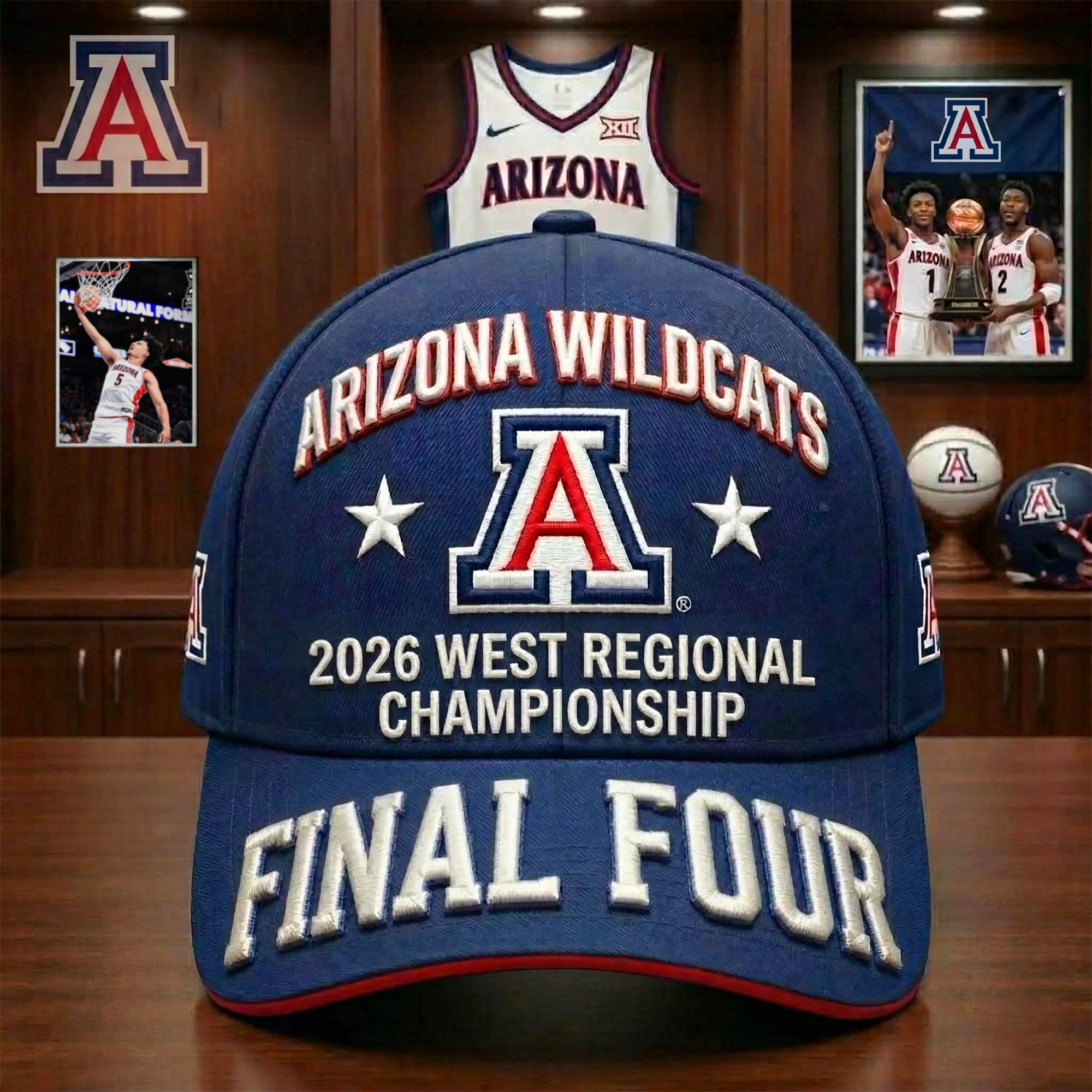 Arizona Wildcats 2026 West Regional Championship Hat Arizona Wildcats Final Four Baseball Cap