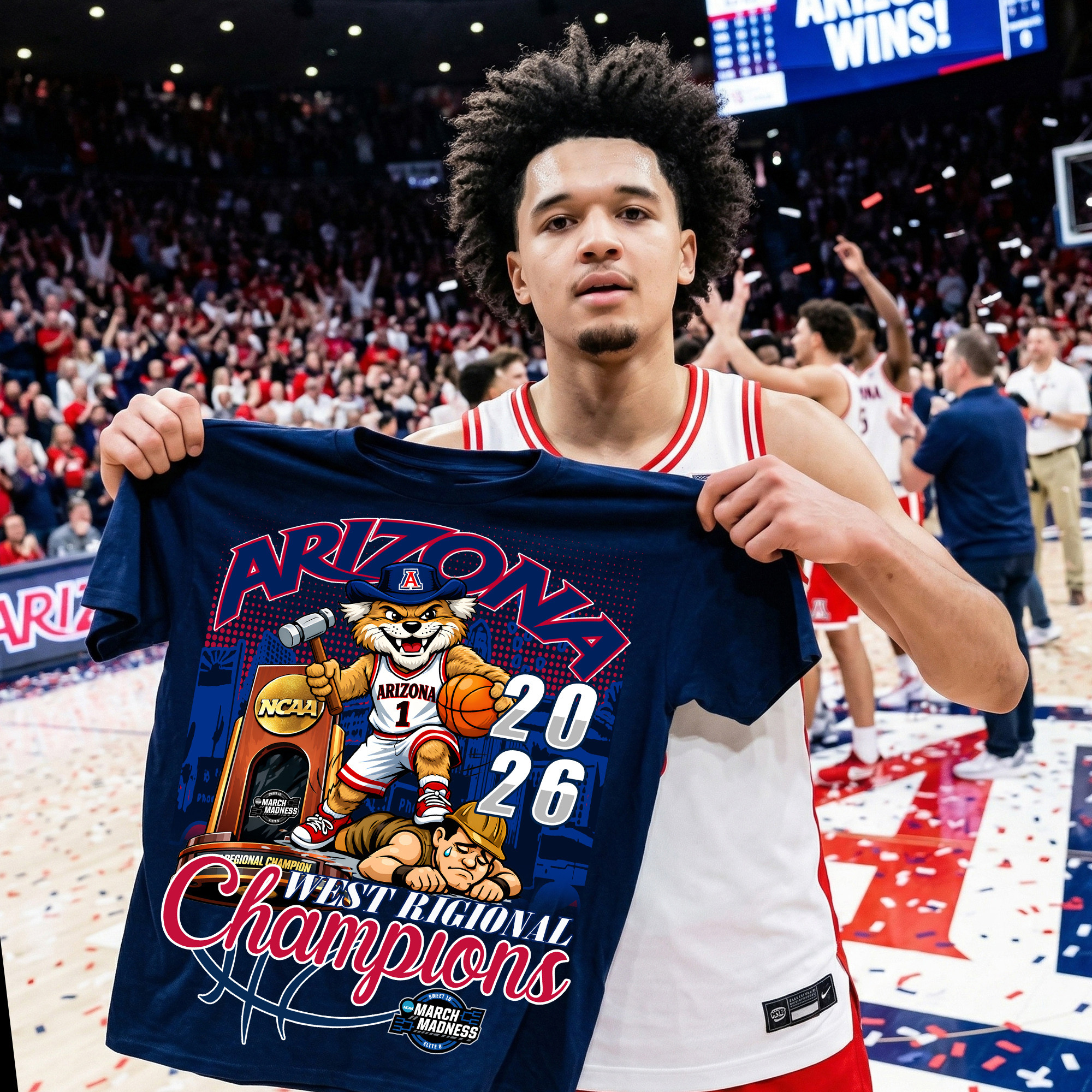 Arizona Wildcats 2026 West Regional Championship T-Shirt Basketball Fan Apparel Gift For Dad