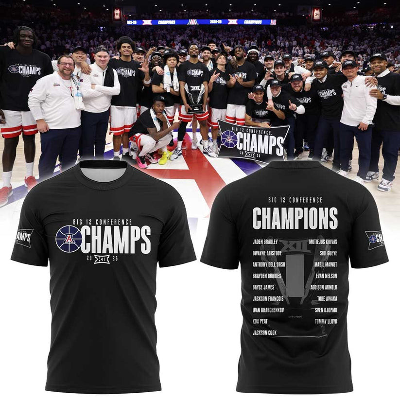 Arizona Wildcats Men's Basketball 2026 Big 12 Conference Champs T-Shirt Arizona Wildcats Merch