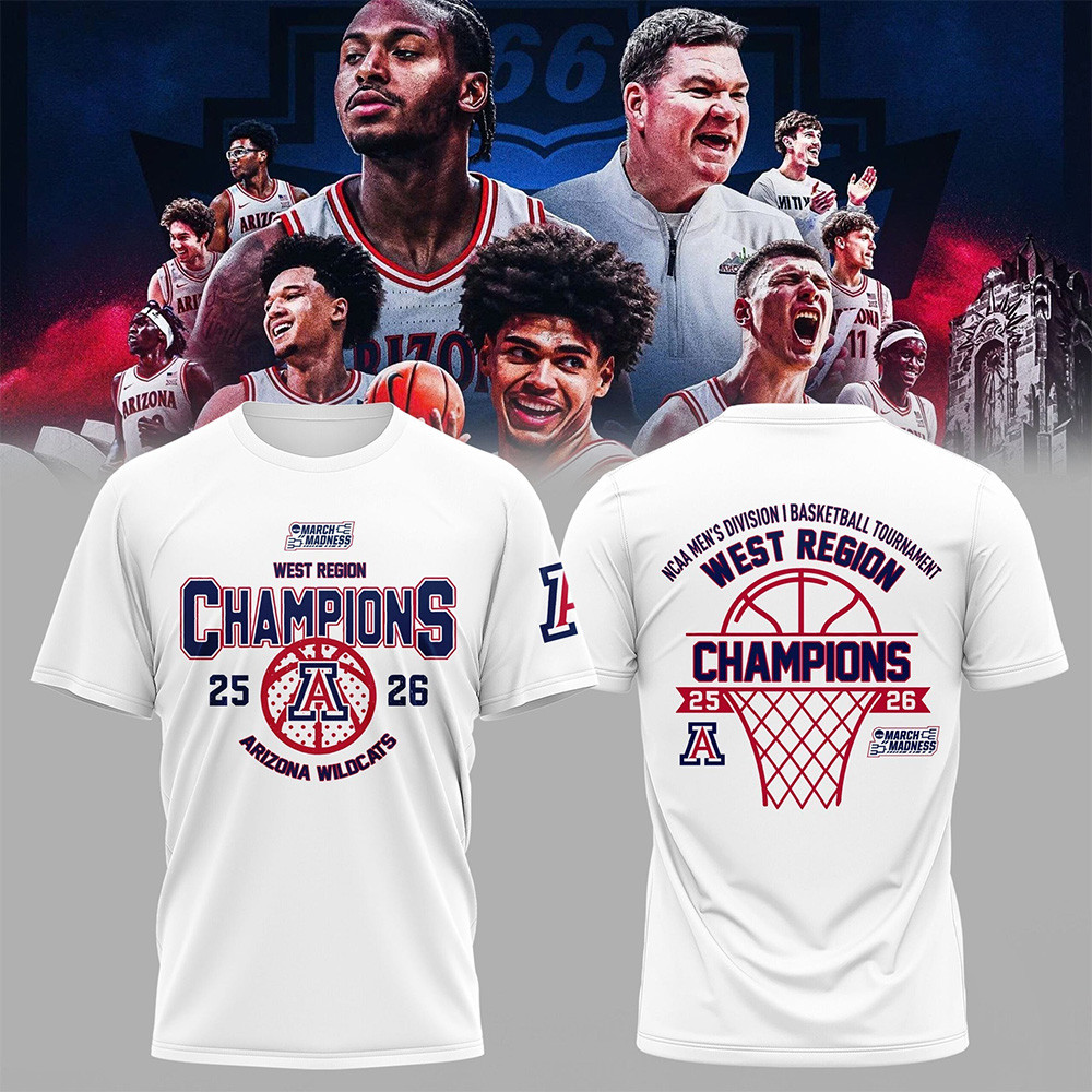 Arizona Wildcats West Region Champions 2026 T-Shirt March Madness Basketball Merch