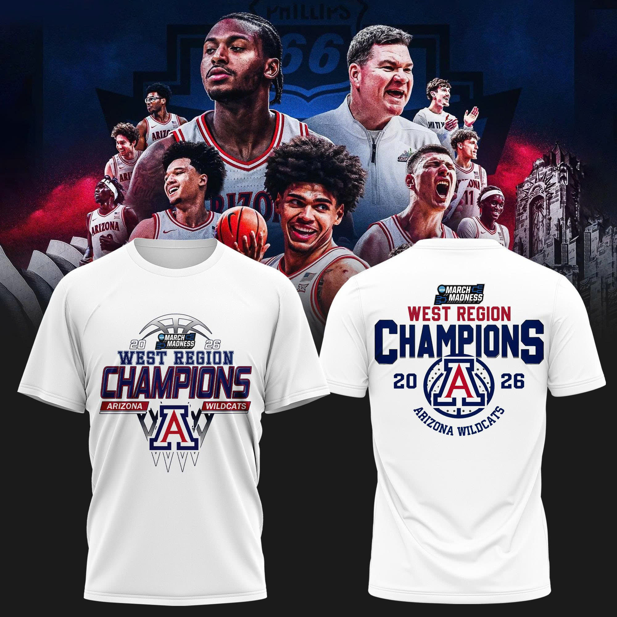 Arizona Wildcats West Region Champions 2026 T-Shirt March Madness Bracket Shirt Fan Gift Idea