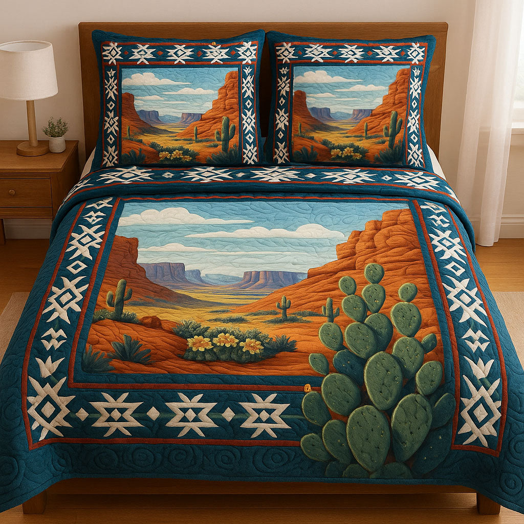 Arizona Wilds Quilted Bedding Set Bed Decor Christmas Cactus Gift