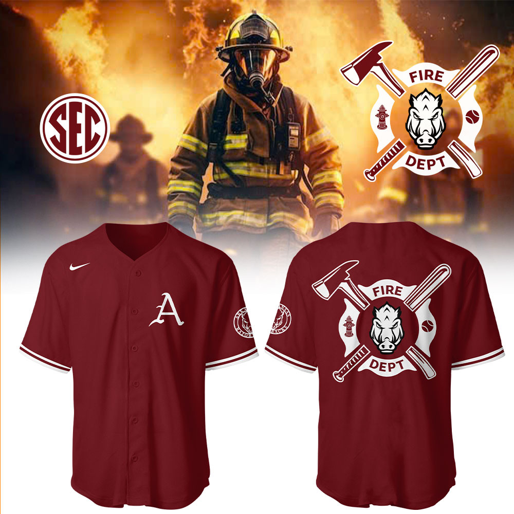 Arkansas Baseball x Firefighter Appreciation Night Jersey Baseball Father's Day Gifts