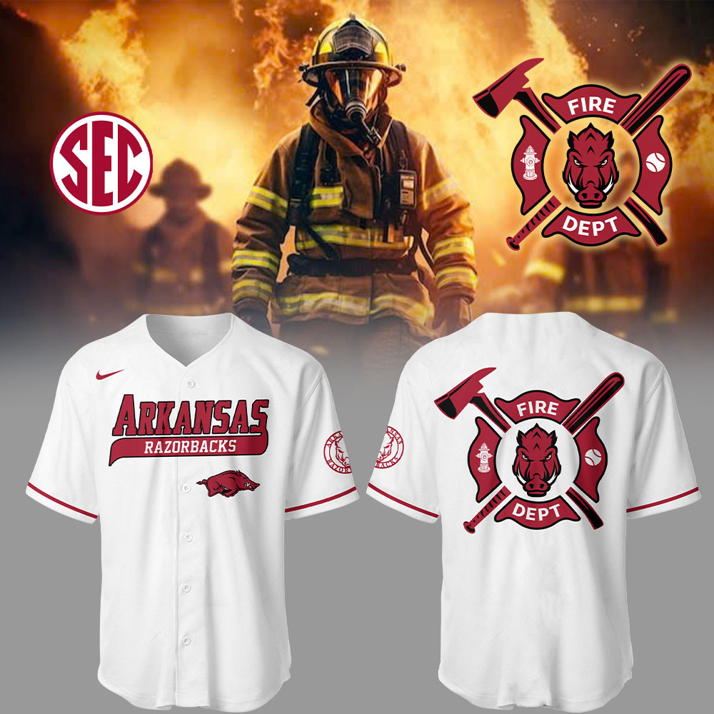 Arkansas Baseball x Firefighter Appreciation Night Jersey Gift Ideas For Baseball Players