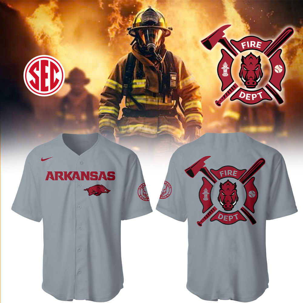 Arkansas Baseball x Firefighter Appreciation Night Jersey Unique Baseball Gifts