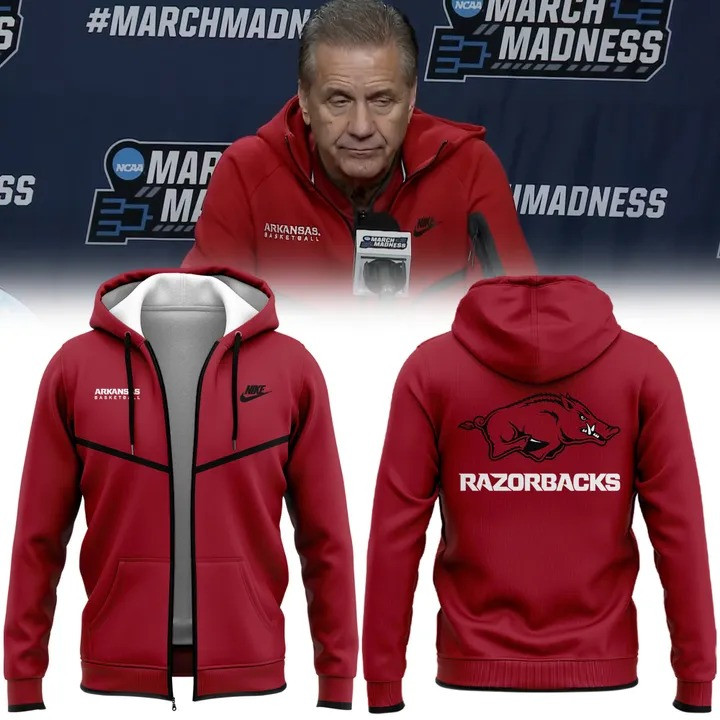 Arkansas Razorback Basketball Coach John Calipari Zip Hoodie Fan Merch Gifts For Him