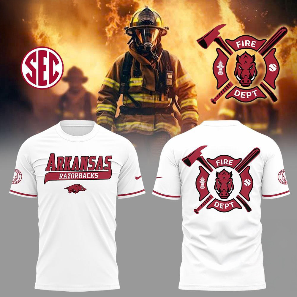 Arkansas Razorback x Firefighter Appreciation Night White Shirt Best Gifts For Football Fans