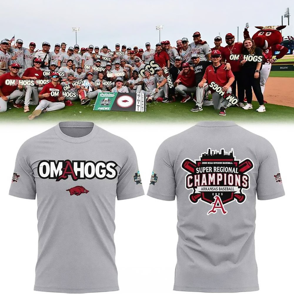 Arkansas Razorbacks 2025 Omahogs Men's College World Series Limited Gray Shirt Fans Gift