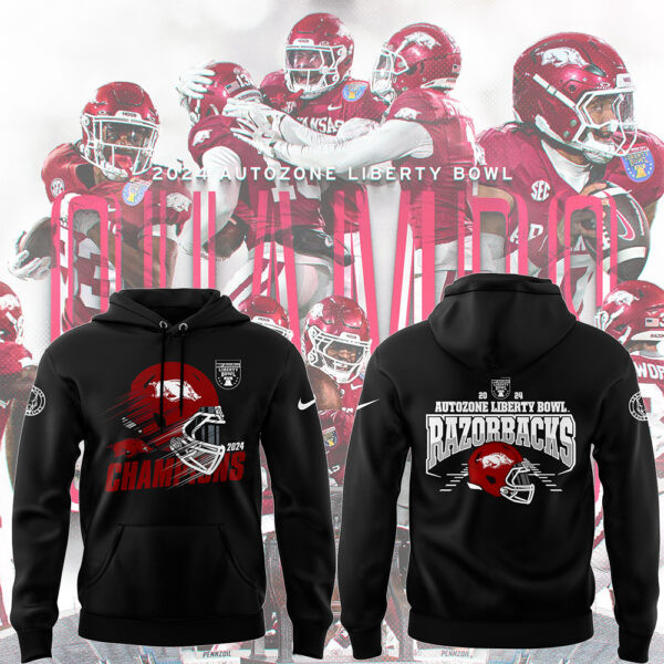 Arkansas Razorbacks Autozone Liberty Bowl Champions NCAA Hoodie Gifts For Basketball Fan