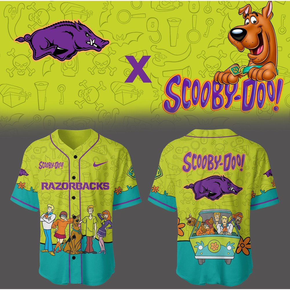 Arkansas Razorbacks Baseball X Scooby-Doo Baseball Jersey Gift Ideas For Baseball Fans