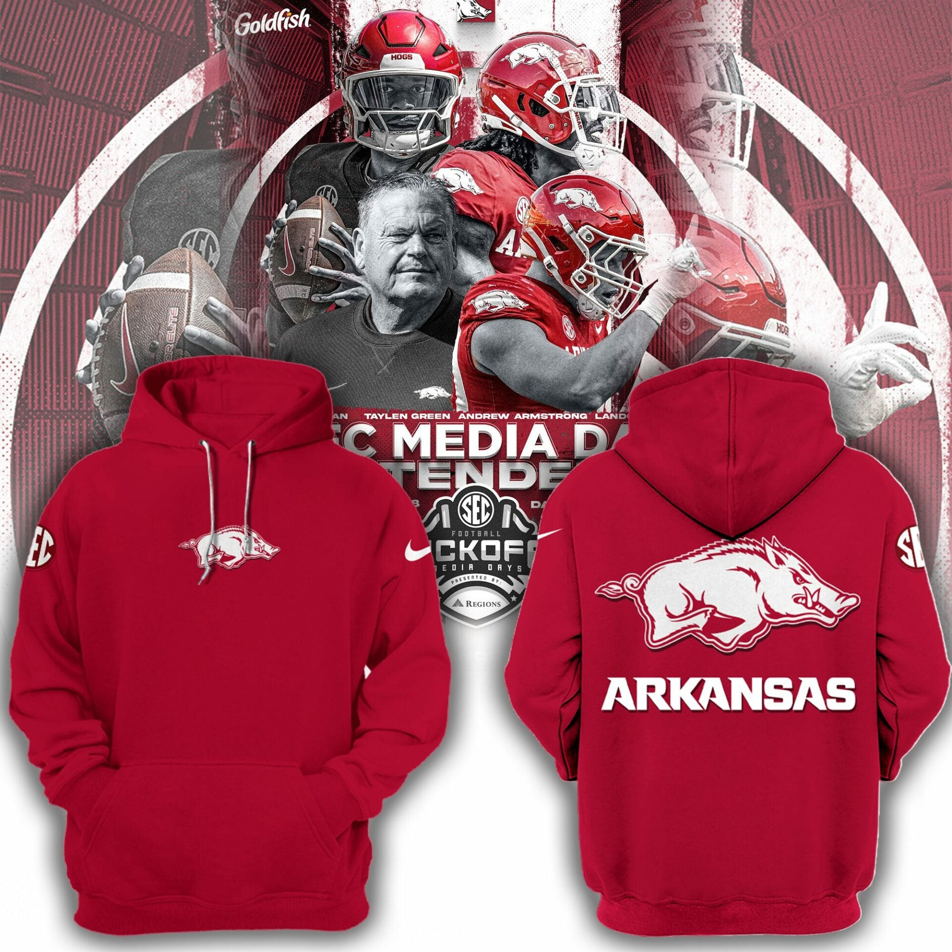 Arkansas Razorbacks Big Logo Red NCAA Hoodie Best Gifts For Basketball Lovers