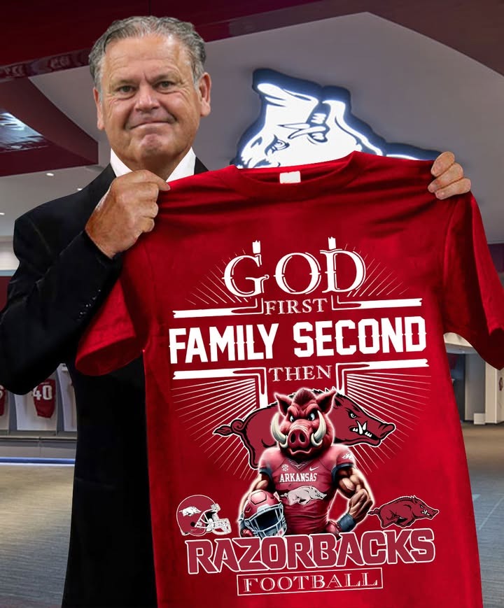 Arkansas Razorbacks Faith T-Shirt God First Family Second Then Razorbacks Football Gift For Football Lovers
