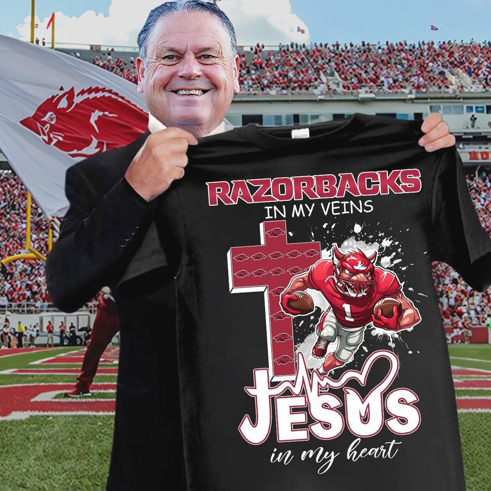 Arkansas Razorbacks Faith T-Shirt Razorback Tough Jesus Strong In My Veins In My Heart