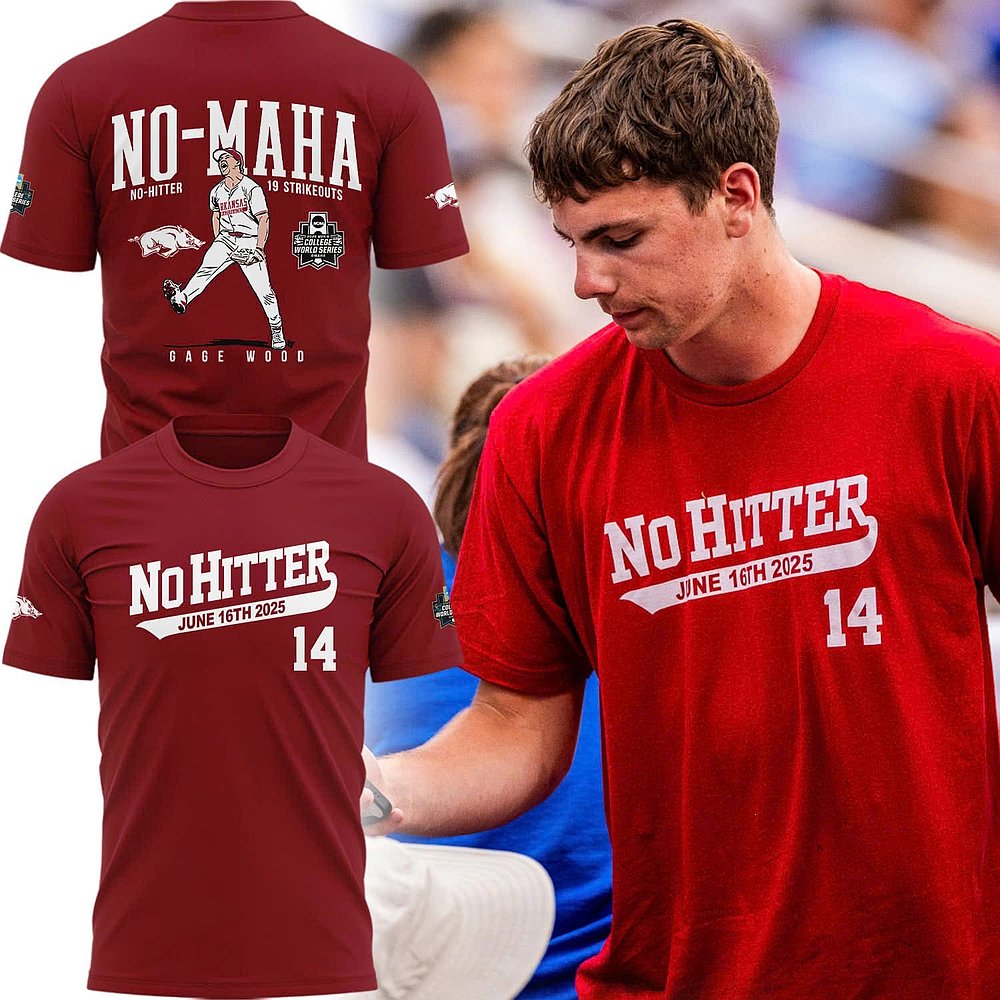 Arkansas Razorbacks Gage Wood College World Series No-Hitter T-Shirt Gifts For Fans