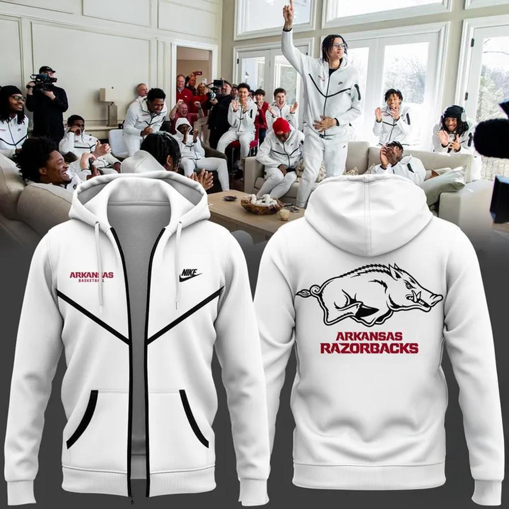 Arkansas Razorbacks Men's Basketball 2025 Zip Hoodie Gift For Basketball Lover