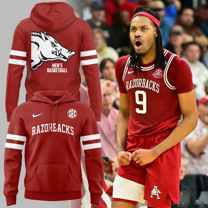 Arkansas Razorbacks Men's Basketball Hoodie Red The Hogs Merch Gifts For Razorback Fans
