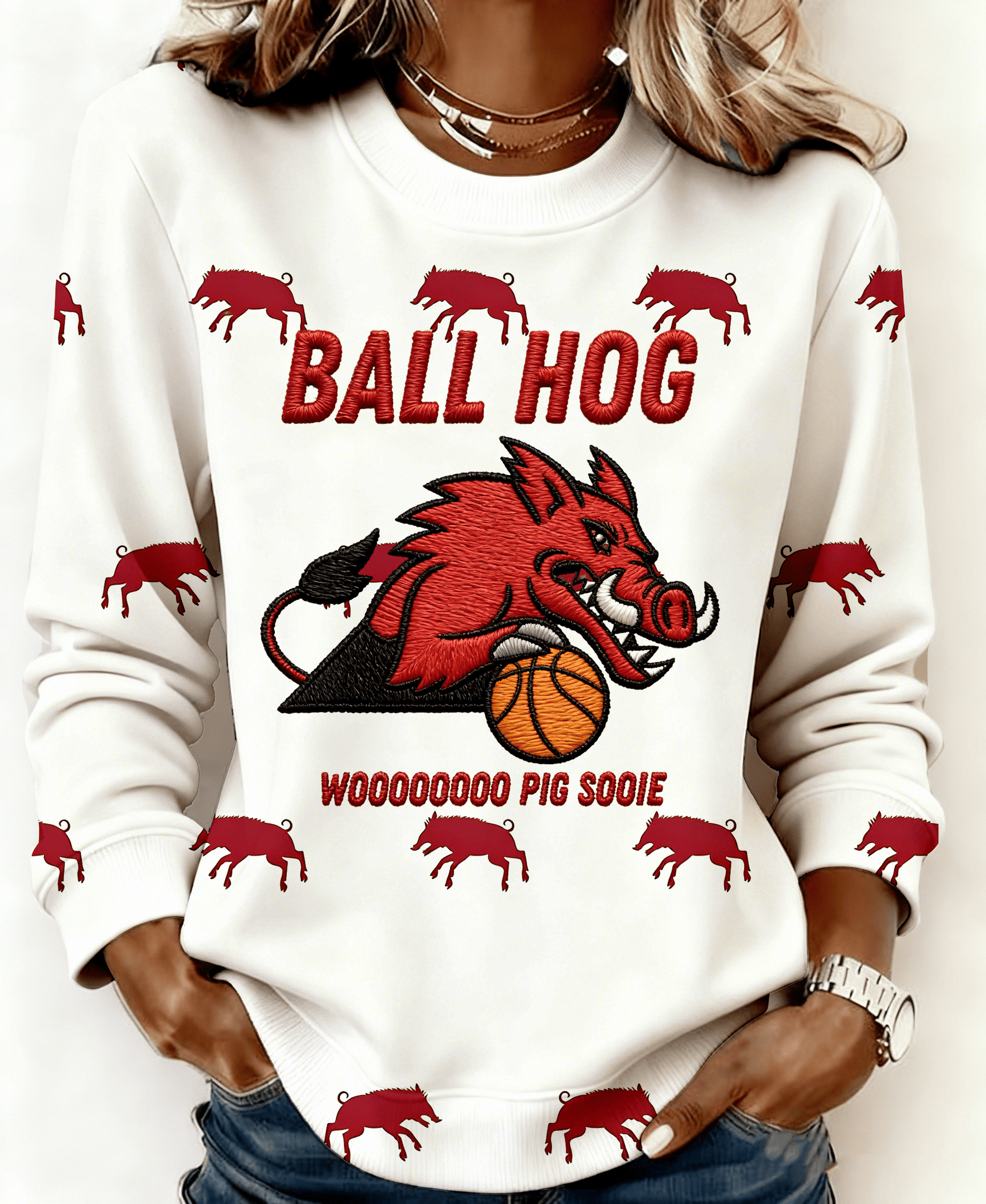 Arkansas Razorbacks Merch Ball Hog Sweatshirt Game Day Gifts For Girlfriend