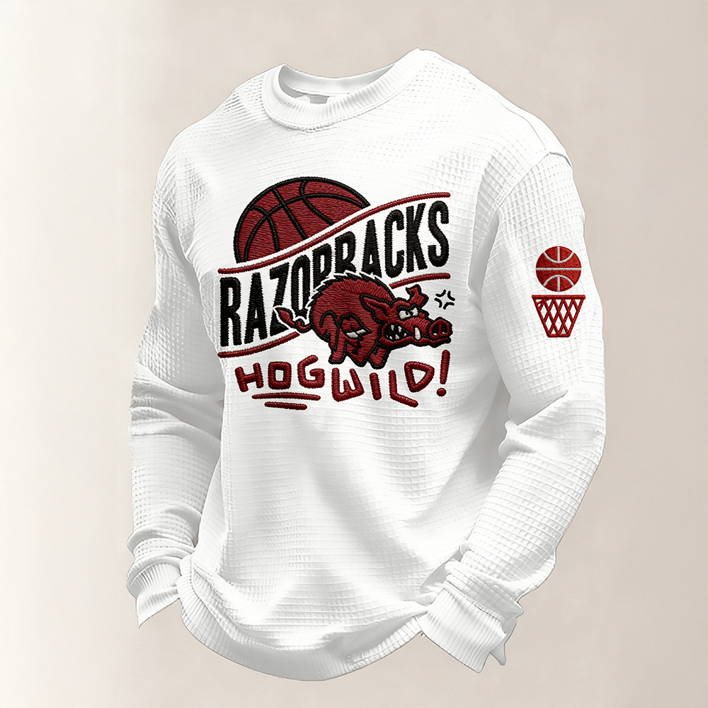 Arkansas Razorbacks Merch Hog Wild Basketball Long Sleeve Shirt Unique Gifts For Boyfriend