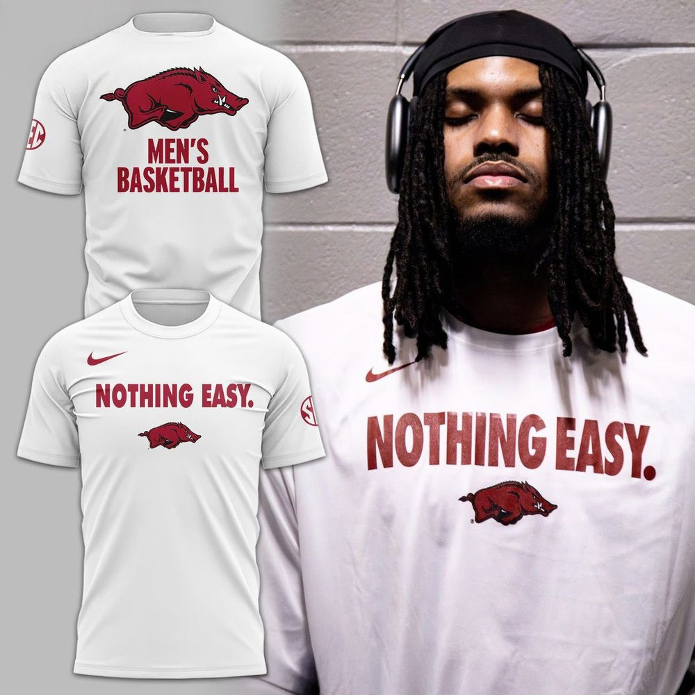 Arkansas Razorbacks Nothing Easy T-Shirt Presents For Football Fans