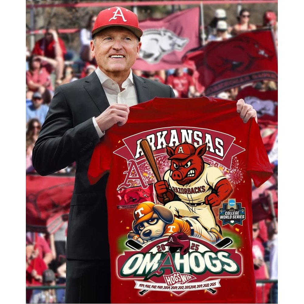Arkansas Razorbacks Omahogs Win NCCA College World Series Red T-Shirt Razorbacks Merch Best Gifts For Baseball Fans