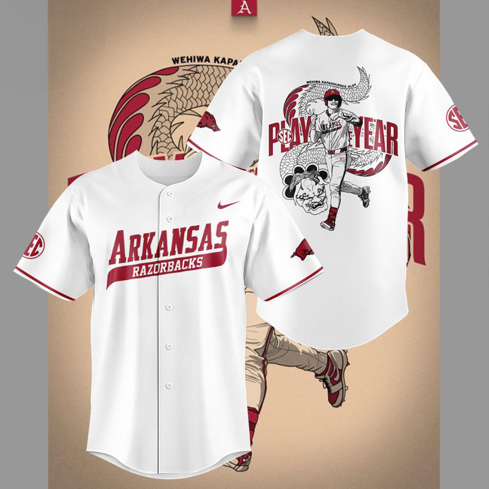 Arkansas Razorbacks Wehiwa Aloy SEC POTY Limited Edition Baseball Jersey Arkansas Merch Unique Baseball Gifts For Fans