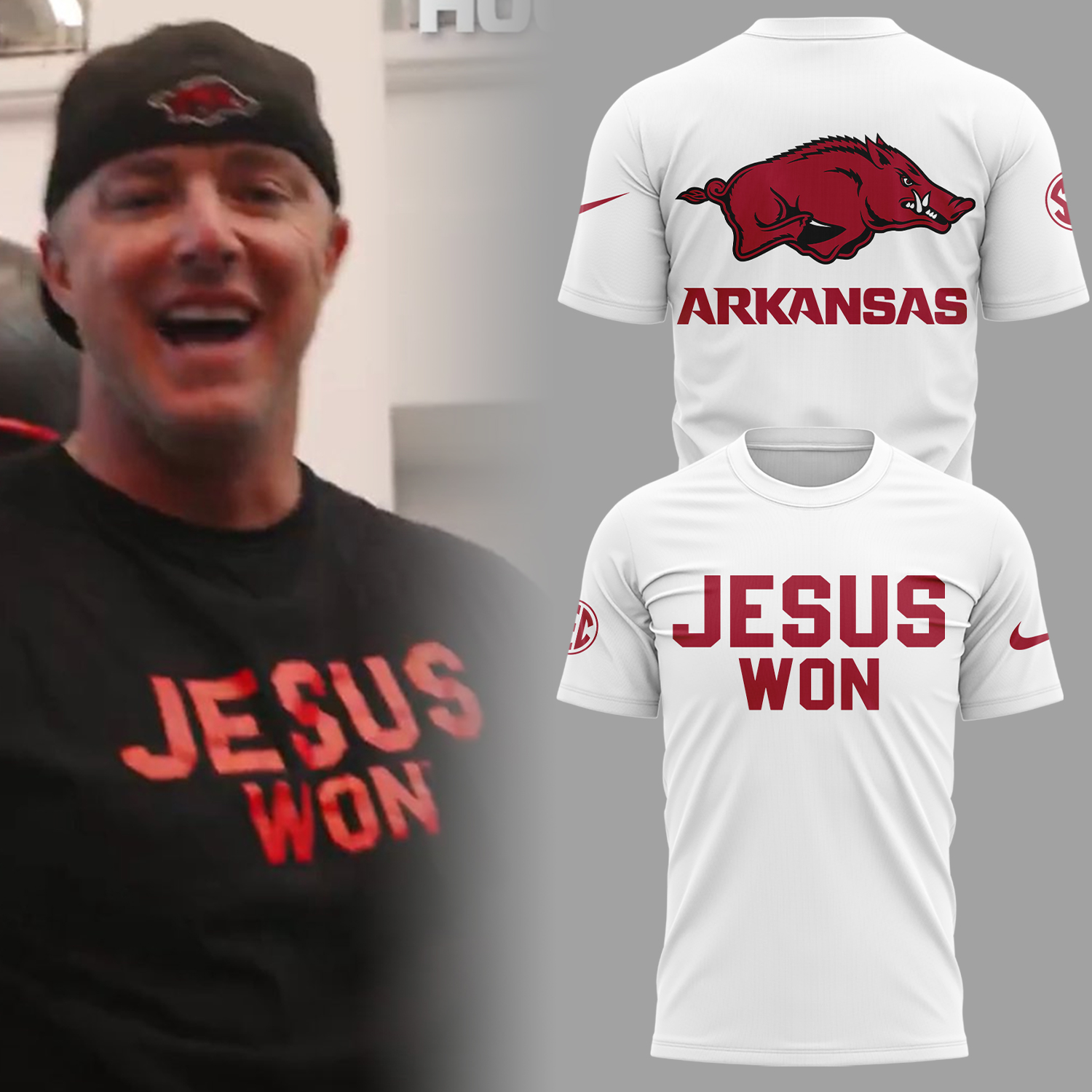 Arkansas x Jesus Won 2025 T-Shirt Best Gifts For Football Players