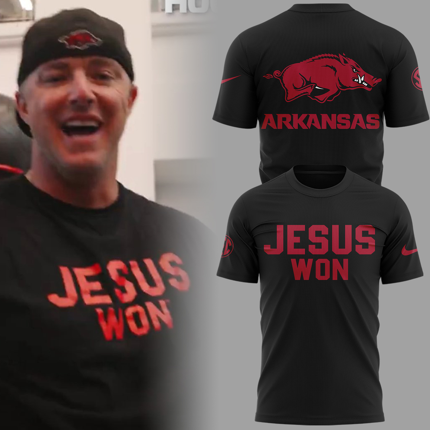 Arkansas x Jesus Won 2025 T-Shirt Gifts To Give Football Players