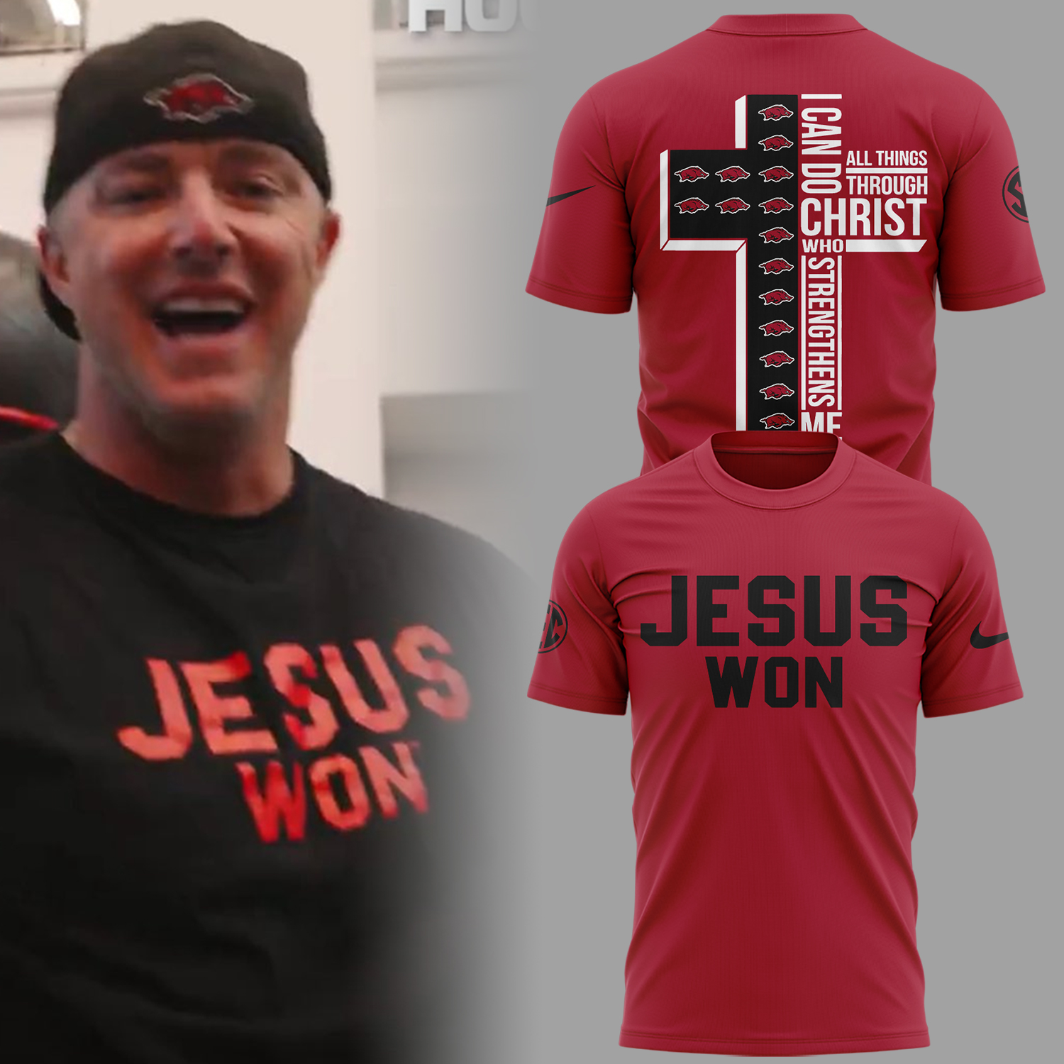 Arkansas x Jesus Won 2025 T-Shirt Presents For Football Players