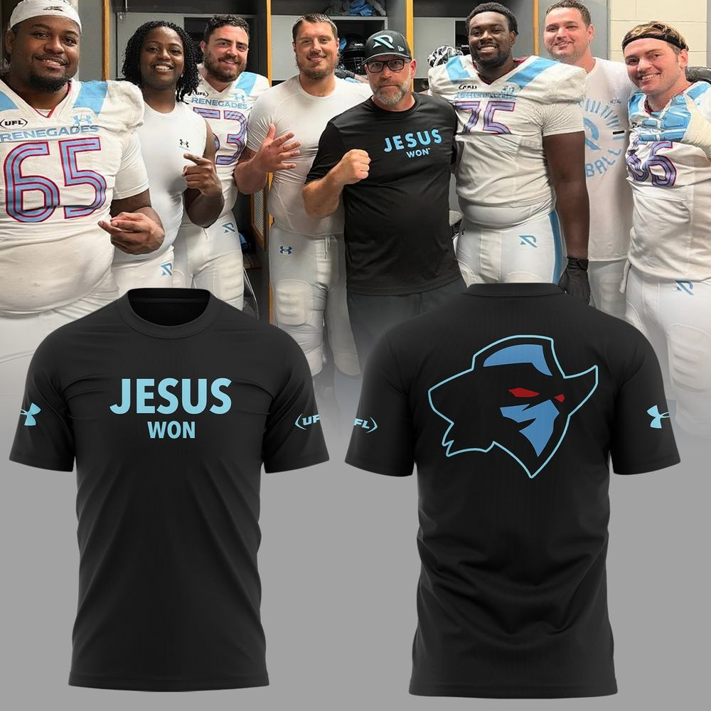 Arlington Renegades x Jesus Won 2025 Special Black Shirt Gifts For Football Fan