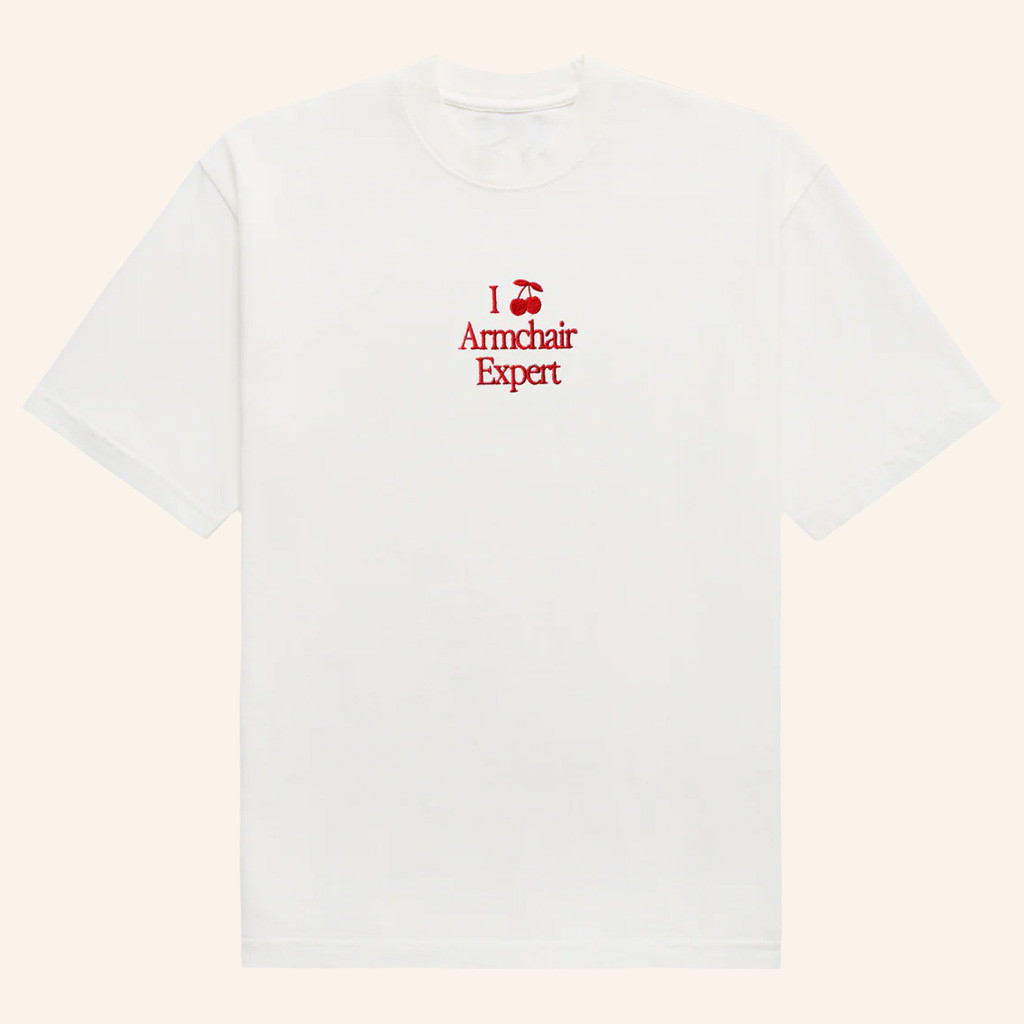 Armchair Expert Merch I Cherry AE Embroidered T-Shirt White Gifts For Daughter Armchair Expert Merch I Cherry AE Embroidered T-Shirt White Gifts For Daughter