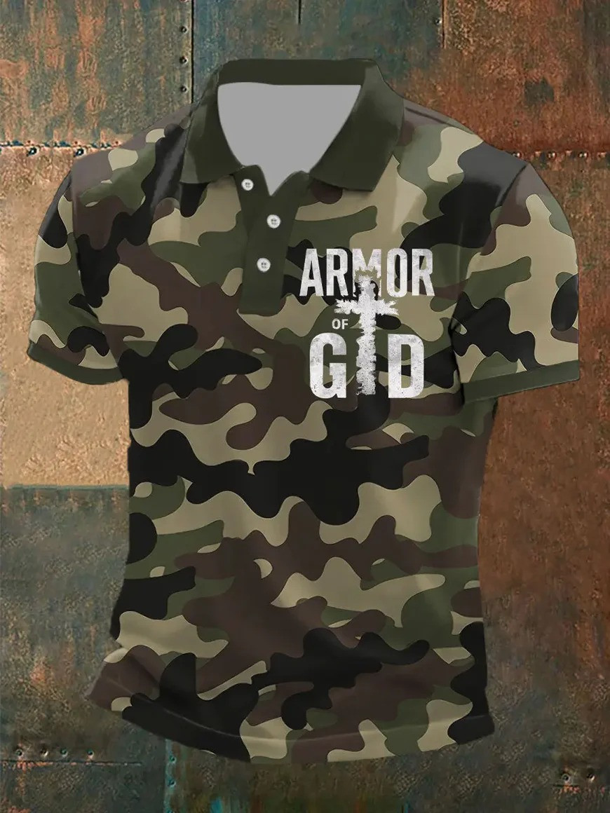Armor Of God Camo Polo Shirt Christian Faith Apparel Warrior Cross Ephesians 6 Best Gift For Believers