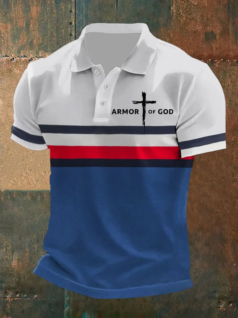 Armor Of God Polo Shirt American Christian Faith Apparel Cross Bible Verse Best Gift For Believers