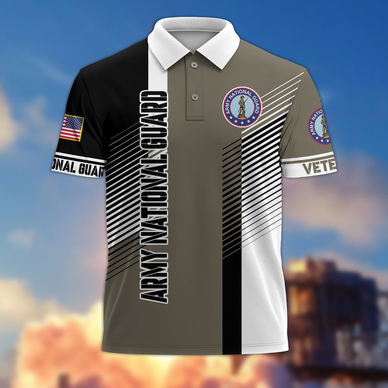 Army National Guard US Veterans Polo Shirt Great Gift on Veteran Day for Father and Husband and Friends
