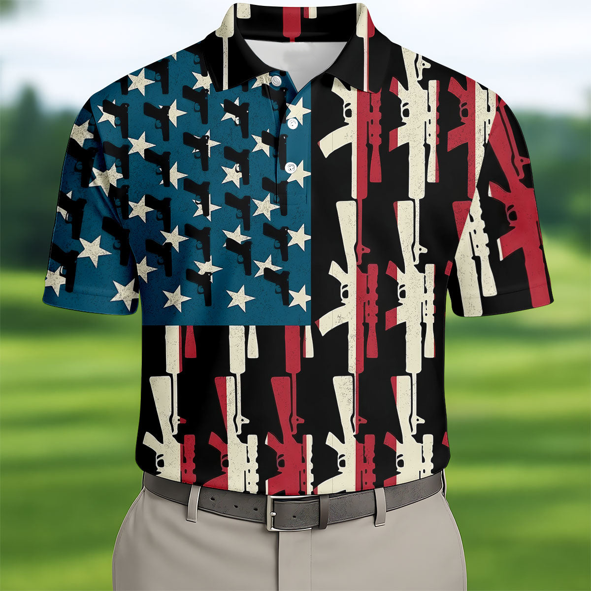 Army Theme Patriotic Golf Polo Shirt Golf Clothes For Men Gifts For Male Golfers