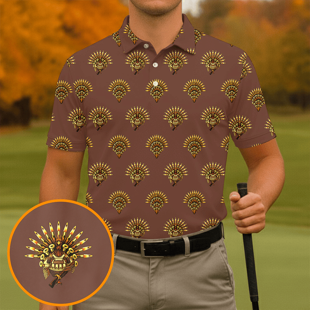 Army Turkey Thanksgiving Golf Tops For Men Fun Golf Shirts For Men Christmas Golf Shirt Polo Shirts For Men